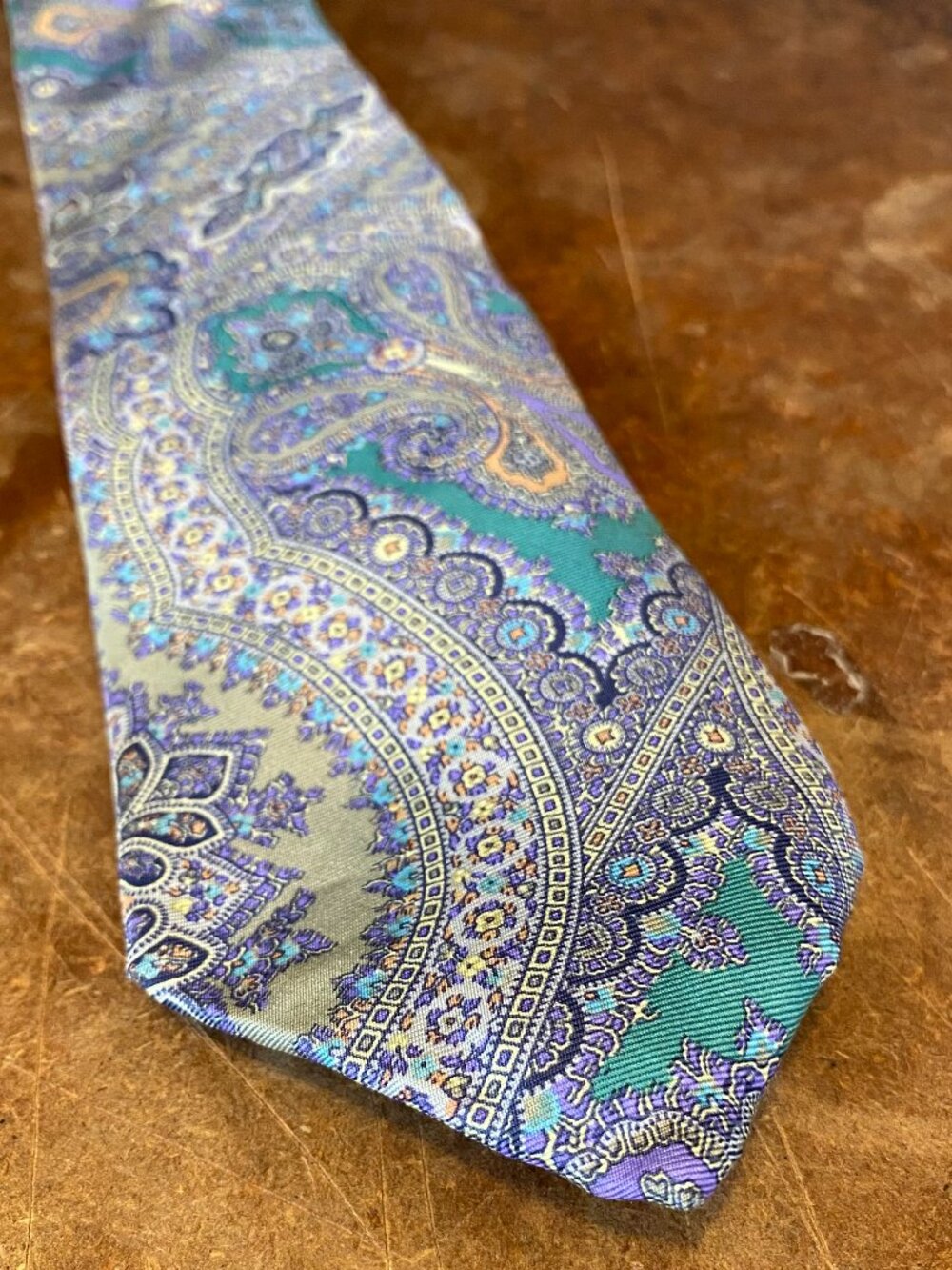 Vintage Mallory & Church Pure Italian Silk Tie Necktie Purple Blue Paisley
